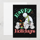 Kerstman van konijnensneeuw, dier voor kerstvakant feestdagenkaart (Voorkant / Achterkant)