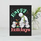 Kerstman van konijnensneeuw, dier voor kerstvakant feestdagenkaart (Staand voorkant)