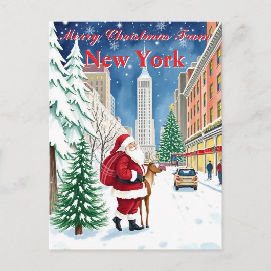 Kerstman van New York City in Manhattan Briefkaart (Voorkant)