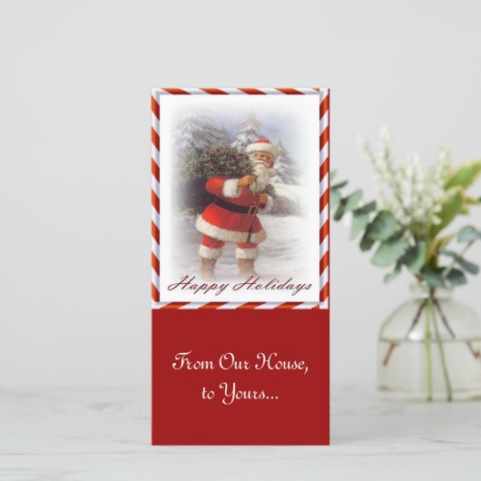 Kerstman van ons huis naar het uwe feestdagenkaart (Staand voorkant)