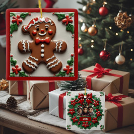 Kerstman van peperkoek, aanpasbaar keramisch ornament