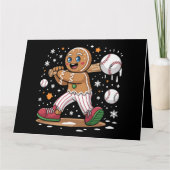 Kerstman van peperkoek als sporter baseballspeler kaart (Voorkant)