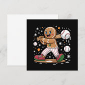 Kerstman van peperkoek als sporter baseballspeler kaart (Voorkant / Achterkant)