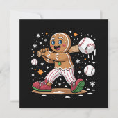 Kerstman van peperkoek als sporter baseballspeler kaart (Voorkant)