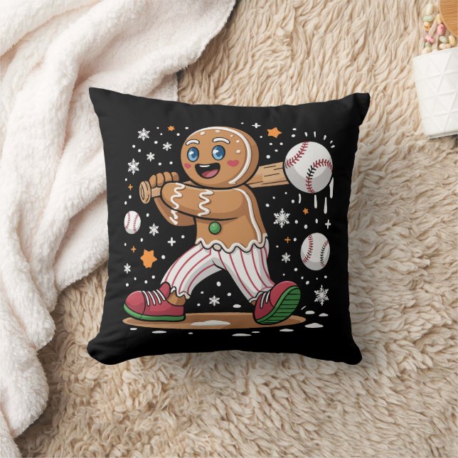 Kerstman van peperkoek als sporter baseballspeler kussen (Deken)
