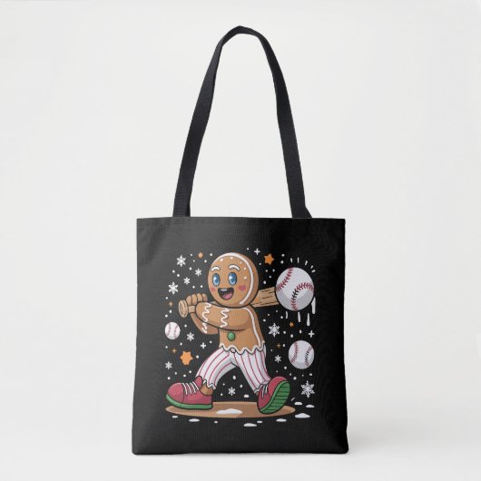 Kerstman van peperkoek als sporter baseballspeler tote bag (Voorkant)