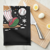 Kerstman van peperkoek als sportspeler honkbal theedoek (Quarter Fold)