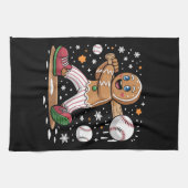 Kerstman van peperkoek als sportspeler honkbal theedoek (Horizontaal)