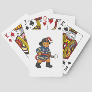 Kerstman van peperkoek brandweerman Kerstmis 2026 Pokerkaarten