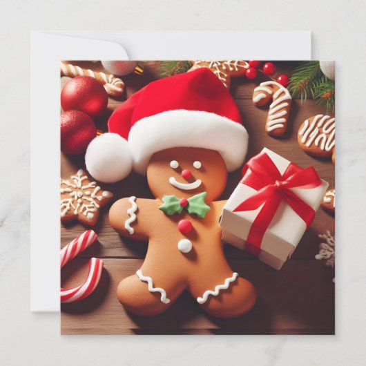 Kerstman van peperkoek feestdagenkaart (Voorkant)