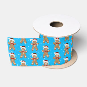 Kerstman-van-peperkoek in sneeuwvlokken satijnen lint