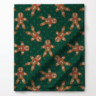 Kerstman Van Peperkoek Met Stippen Op Groene Achte Stof