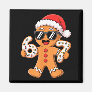 Kerstman van peperkoek met zonnebril met 67 koekje magneet