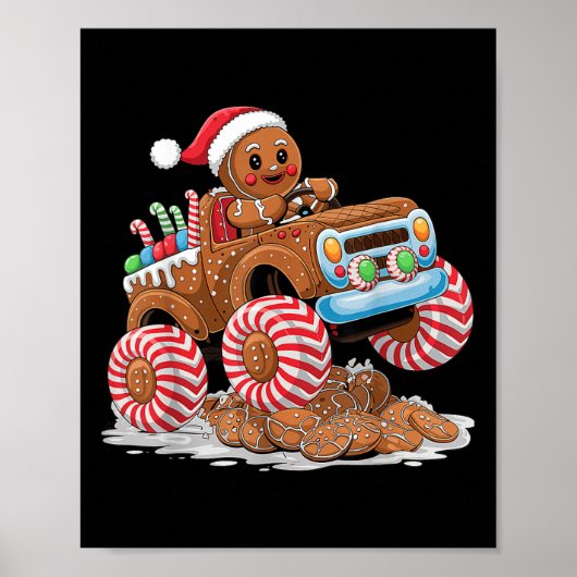 Kerstman van peperkoek Monster Truck Poster (Voorkant)