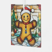 Kerstman van peperkoek namaak glas-in-lood glas ornament (Voorkant links)