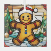 Kerstman van peperkoek namaak glas-in-lood glas ornament (Voorkant)