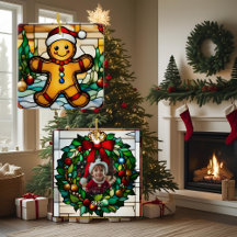 Kerstman van peperkoek namaak glas-in-lood