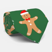 Kerstman-van-peperkoek op groene heren- stropdas (Opgerold)