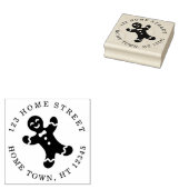 Kerstman-van-peperkoek Ronde Retouradres Rubberstempel (Gestempeld)