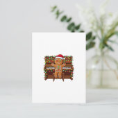 Kerstman van peperkoek speelt piano, grappige kers briefkaart (Staand voorkant)