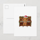 Kerstman van peperkoek speelt piano, grappige kers briefkaart (Voorkant / Achterkant)