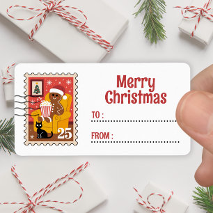 Kerstman-van-peperkoek Stempel Sticker Label