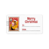 Kerstman-van-peperkoek Stempel Sticker Label (Voorkant)