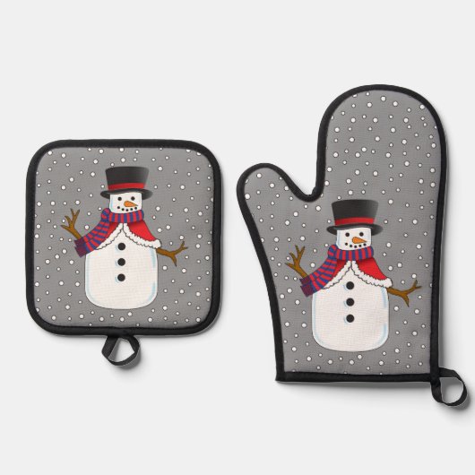 Kerstman van Sneeuw Ovenwant & Pannenlap Set (Voorkant)