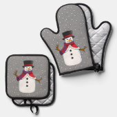 Kerstman van Sneeuw Ovenwant & Pannenlap Set (Voorkant / Achterkant)