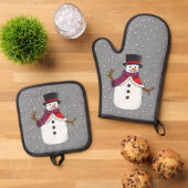 Kerstman van Sneeuw Ovenwant & Pannenlap Set (Top down)
