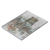 Kerstman van vroeger met kinderen voor een kerk  notitieboek (Linkerzijde)