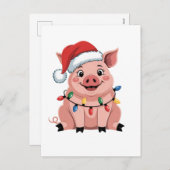 Kerstman Varkenshoed Kerstfeest Varkensfeest Feestdagenkaart (Voorkant / Achterkant)
