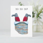 Kerstman vast in de schoorsteen Kaart (Staand voorkant)