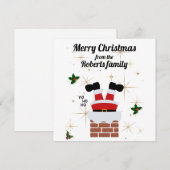 Kerstman vast in de schoorsteenkaart feestdagenkaart (Voorkant / Achterkant)