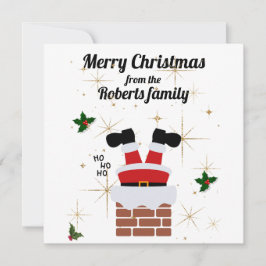 Kerstman vast in de schoorsteenkaart feestdagenkaart