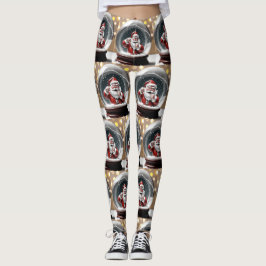 Kerstman vast in een Wereldbol Funny Christmas Leggings
