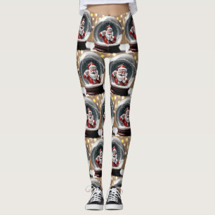 Kerstman vast in een Wereldbol Funny Christmas Leggings