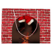 Kerstman vast in schoorsteen Grappige Kerstmis Groot Cadeauzakje (Achterkant)