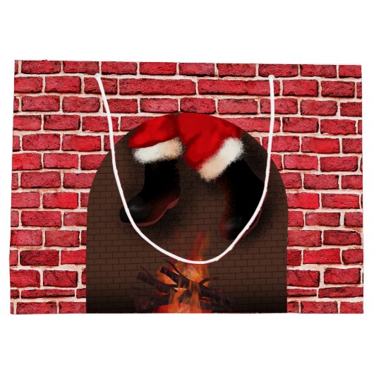 Kerstman vast in schoorsteen Grappige Kerstmis Groot Cadeauzakje (Achterkant)