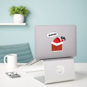 Kerstman vast in schoorsteen sticker (Laptop op bureau)