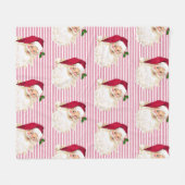 Kerstman Veenbesgestreepte fleece deken (Voorkant (Horizontaal))