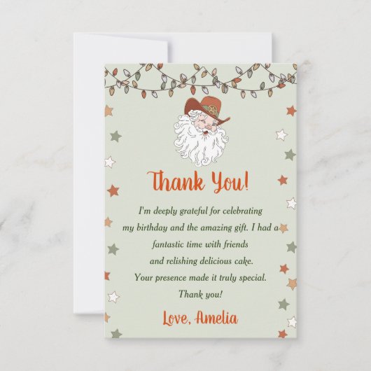 Kerstman Verjaardag Bedankkaart (Voorkant)