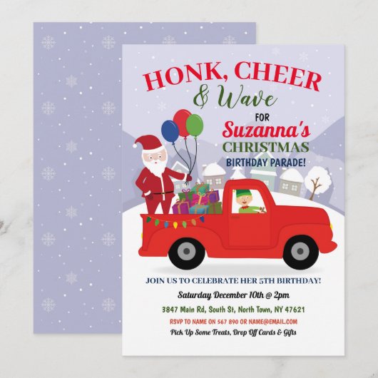 Kerstman Verjaardag Elf Parade Kaart (Voorkant / Achterkant)