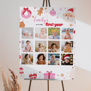 Kerstman Verjaardag Foto Mijlpaal teken Poster