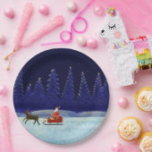 Kerstman verjaardag rendier slee Kerstnacht Papieren Bordje (Feest)