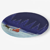 Kerstman verjaardag rendier slee Kerstnacht Papieren Bordje (Gekanteld)