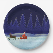 Kerstman verjaardag rendier slee Kerstnacht Papieren Bordje (Voorkant)