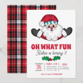 Kerstman Verjaardag Uitnodiging, Oh wat leuk uitno Kaart (Voorkant / Achterkant)