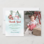 Kerstman Verjaardagsfeest Foto Bedankkaart (Voorkant)