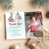 Kerstman Verjaardagsfeest Foto Bedankkaart